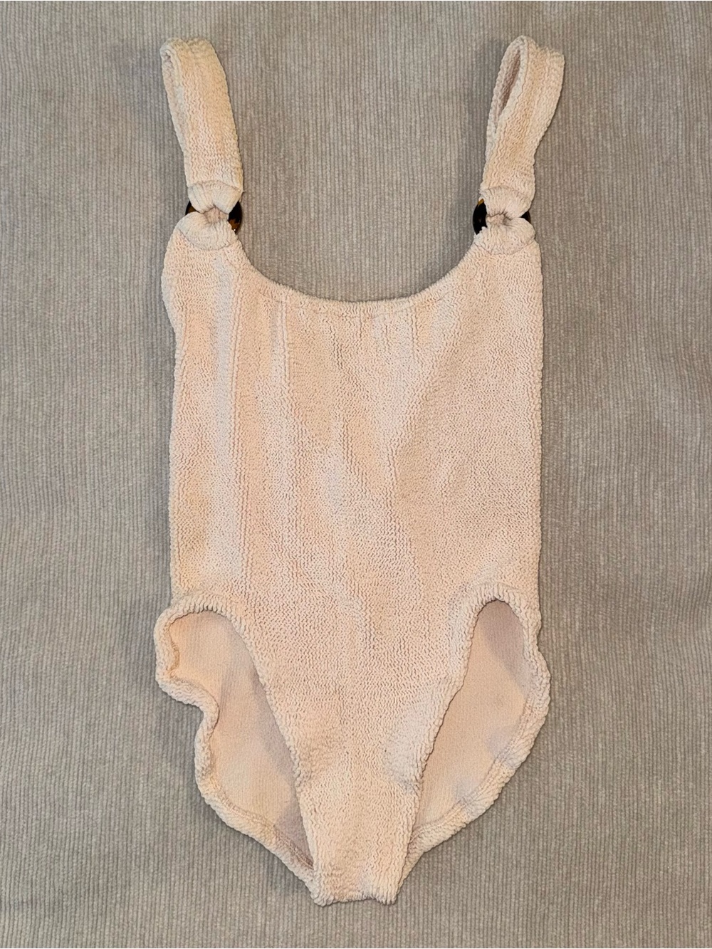 Hunza G Pale Pink Textured One-Piece Swimsuit - Picture 15 of 16